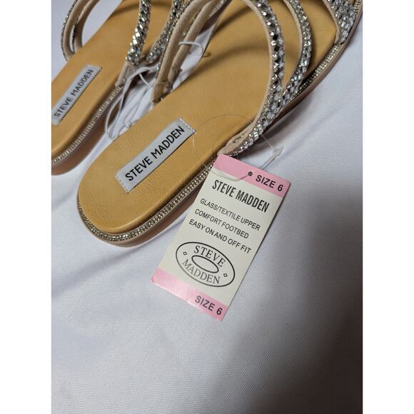 New Steve Madden Spice Bling Sandal Strappy Jewel Slide Square Toe Open 6 SF2367 - Picture 7 of 9